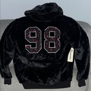 No Boundaries Black Hoodie with 98 Floral Design